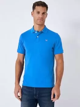 Image of Crew Clothing Crew Clothing Classic Pique Polo Shirt - Bright Blue, Bright Blue, Size 2XL, Men