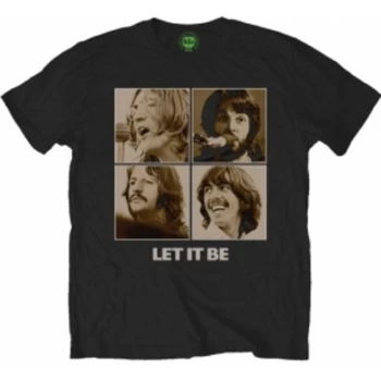 Image of The Beatles - Let It Be Sepia Mens XX-Large T-Shirt - Black