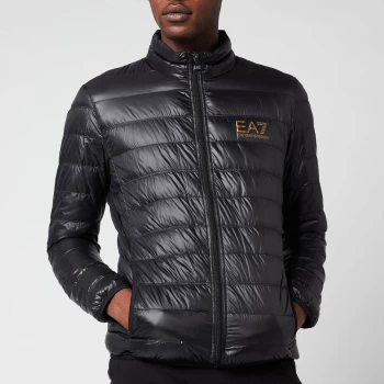 image of EA7 Mens Core Identity Lightweight Packable Jacket - Black/Gold - S