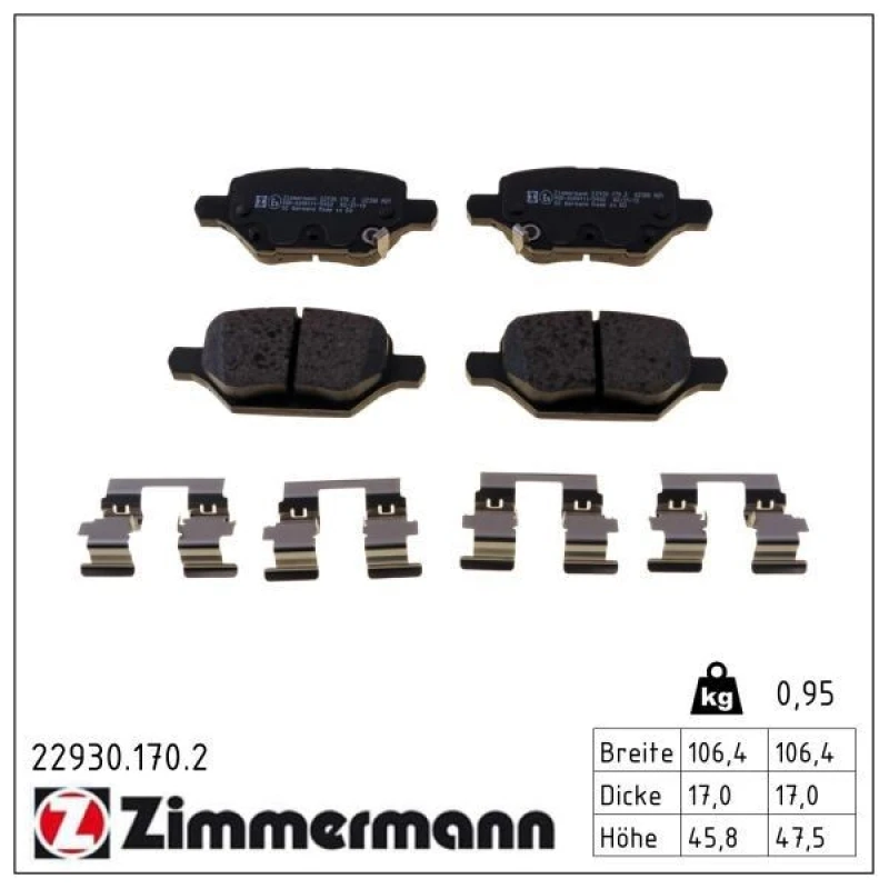 Image of ZIMMERMANN Brake pad set ZIMMERMANN 22930.170.2