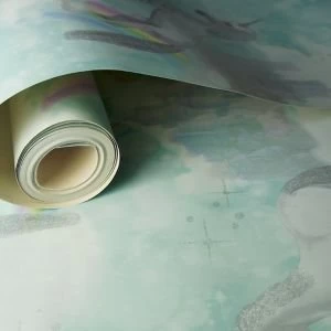 Image of Holden Decor Teal Unicorn Glitter effect Smooth Wallpaper