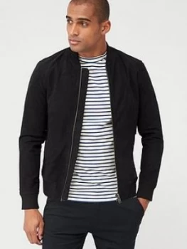 Selected Homme Nubuck Bomber Jacket - Black, Size XL, Men