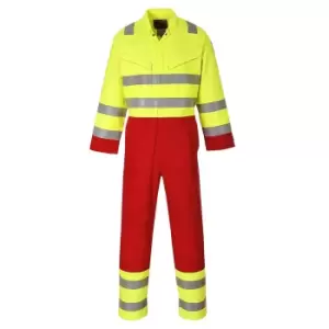 Image of Biz Flame Mens Pro Flame Resistant Services Coverall Yellow 2XL