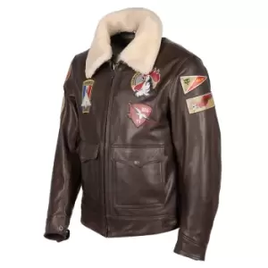 Image of Helstons Esquadron Cuir Rag Brown L