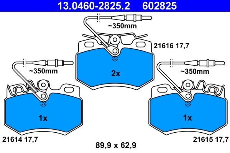 Image of ATE 13.0460-2825.2 Brake pad set incl. wear warning contact Brake Pad Set,disc brake (402)