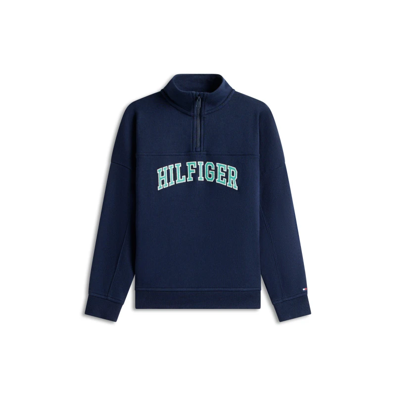 Image of Tommy Hilfiger Tommy Varsty Swtshrt Jn63 1/4 Zip Fleece Tops 7-8 (S) Blue 53050318175