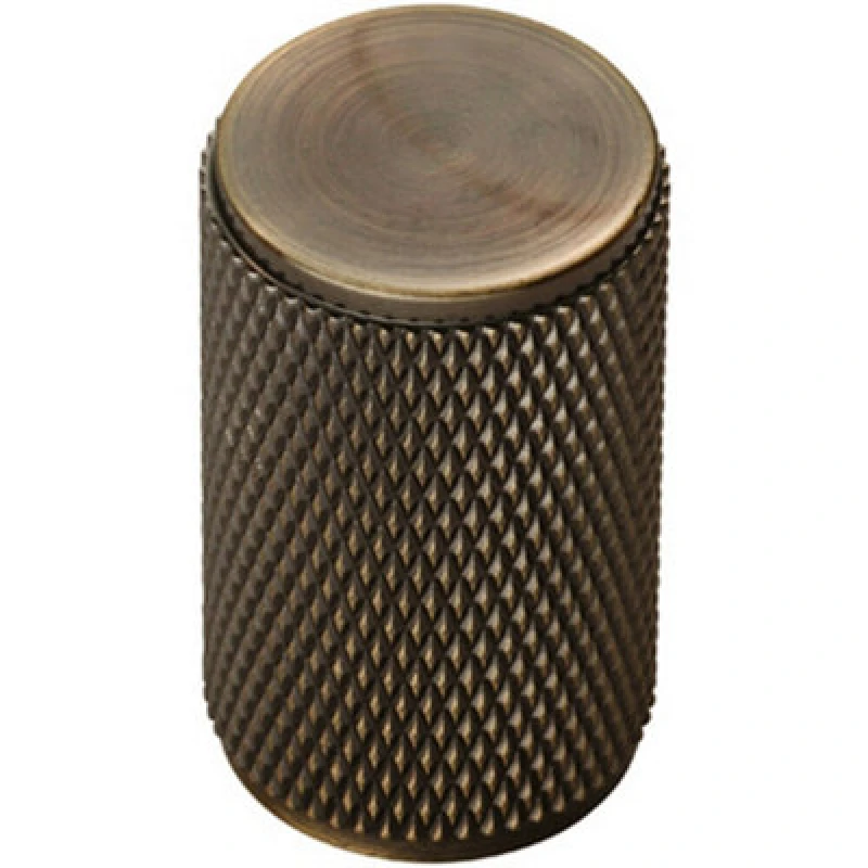 Image of Loops Knurled Cylindrical Cupboard Door Knob 18mm Dia Antique Brass Cabinet Handle Metallics unisex