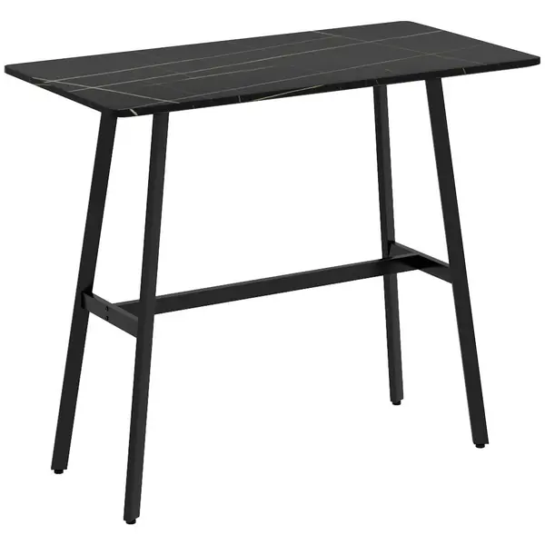 Image of HOMCOM Rectangular Bar Table w/ Sturdy Metal Frame, Contemporary Design High Top Kitchen Table w/ Faux Marble Top, Easy Assembly Pub Table for 4