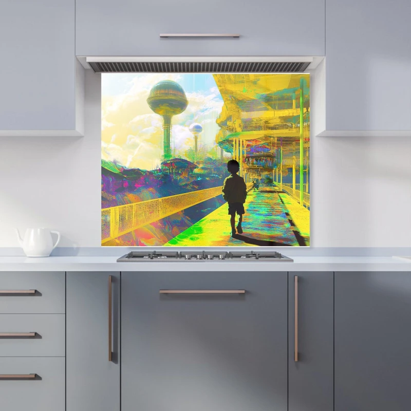 Image of Designer Kitchen Splashbacks Elena Sable: 00020 Kitchen Splashback Size: 600mm x 750mm Multicolor Unisex 600mm x 750mm
