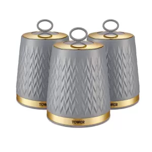 image of Tower Empire Set Of 3 Canisters - Grey