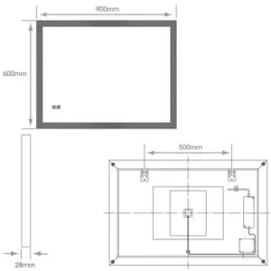Image of 600 x 900mm IP44 LED Bathroom Mirror & Demister - Tunable White Diffused Border