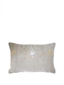 image of Gallery Snowflake Bauble Hand Embroidered Cushion300X500Mm