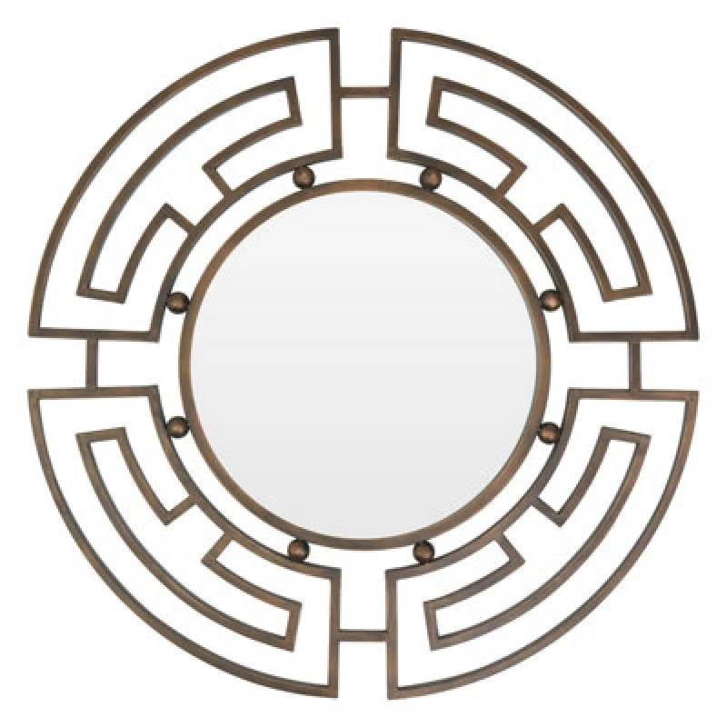 Image of Orsina Bronze Metal Frame Round Wall Mirror