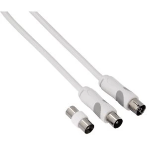 image of Thomson Antenna Cable, coax plug - coax socket, 10 m, 80dB, incl. adapter, white