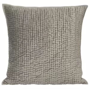 image of Brooklands Quilted Velvet Cushion Silver / 55 x 55cm / Polyester Filled