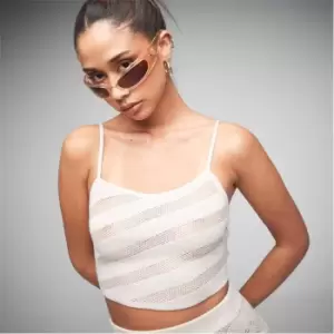 Image of Missguided Co Ord Cami Crochet Knit Crop Top - Cream