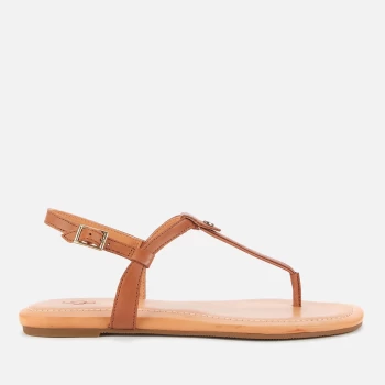 Image of UGG Womens Madeena Leather Toe Post Sandals - Tan - UK 5