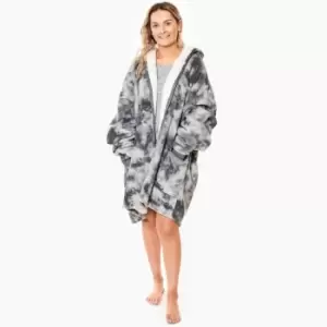 Dreamscene Tie Dye Zip-up Oversized Hooded Blanket Sweater Charcoal Adults