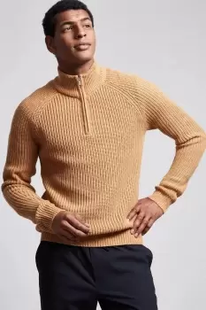 Image of Brown Fisherman Half Zip Jumper