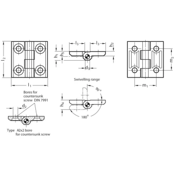 Image of GN237-NI-40-40-A-GS Hinge ; Stainless Steel Matt Finish