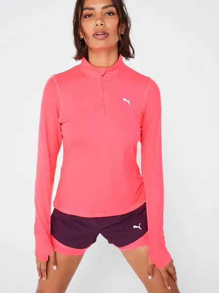 Puma Womens Running Favorite 1/4 ZIP Long Sleeve T-Shirts 45293706310 Size 8 (XS) - Pink