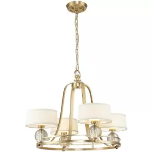 Image of Elstead Quoizel Gotham Multi Arm Chandelier with Shades Brushed Brass
