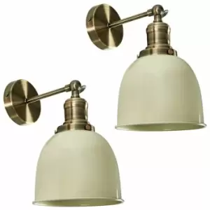 image of 2 x Adjustable Knuckle Joint Wall Lights - Cream