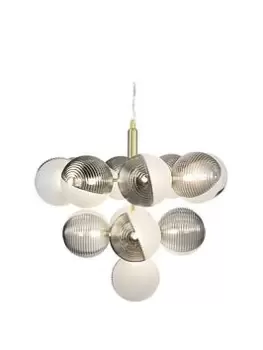 image of Bhs Emile 13 Light Pendant Brass/Smoke/Opal