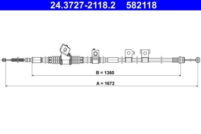 Image of ATE 24.3727-2118.2 Brake Cable 1672mm Cable,parking brake (124)