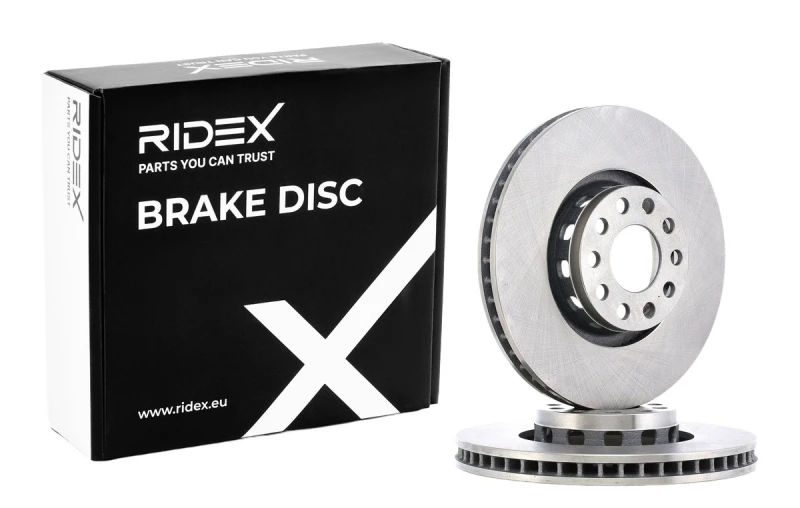 Image of RIDEX 82B0369 Brake disc Front Axle, Vented, Cast Iron, Uncoated, Untreated, without bolts/screws Cast Iron Brake Disc (82)