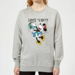 Image of Disney Minnie Mouse Love The Earth Womens Sweatshirt - Grey - M