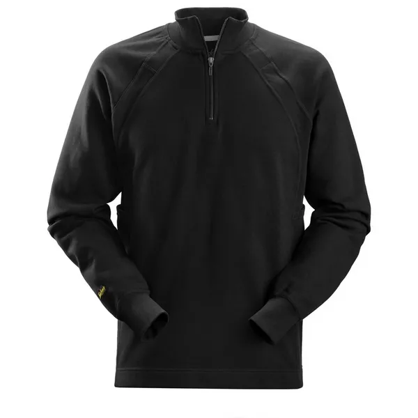 image of Snickers 2813 Mens 1/2 Zip Sweatshirt Black with MultiPockets 28130400008 Colour: Black