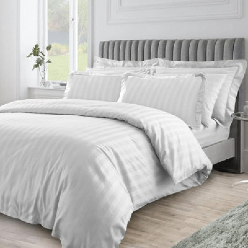 Image of Velosso Elegant Embossed Duvet Cover & Pillowcase Set, Wrinkle-Resistant & Machine Washable Bedroom Decor - White
