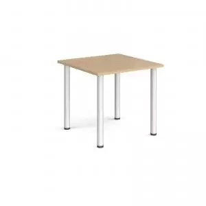 image of Rectangular silver radial leg meeting table 800mm x 800mm - kendal oak