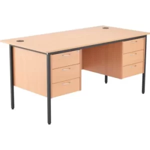 image of Start 18 1532MM Rectangle Desk W/2X 3 Draw Fixed Pedestals-beech