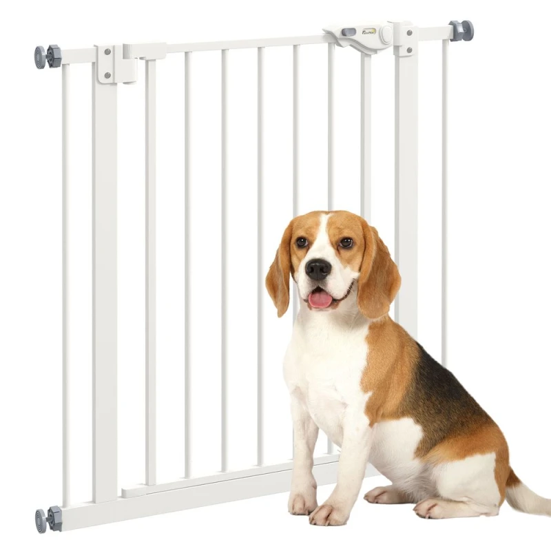 Image of PawHut Adjustable Safety Gate w/ 1 Extension - White D06-096V01WT