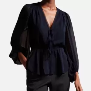 Image of Ted Baker Frasiah Chiffon Blouse - UK 10