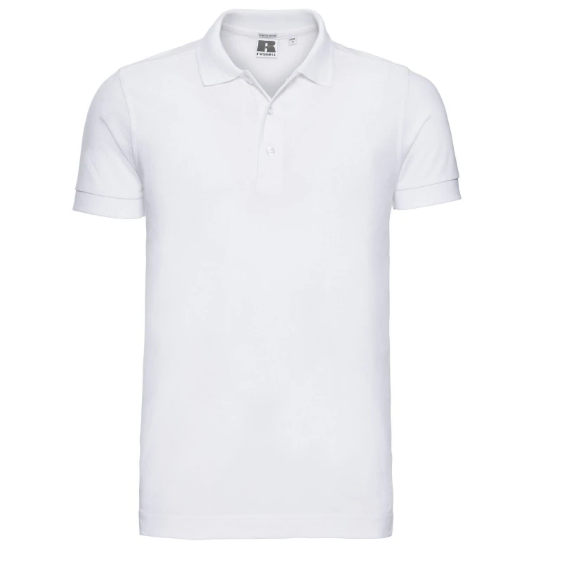 Image of Russell Pique Stretch Polo Shirt White unisex