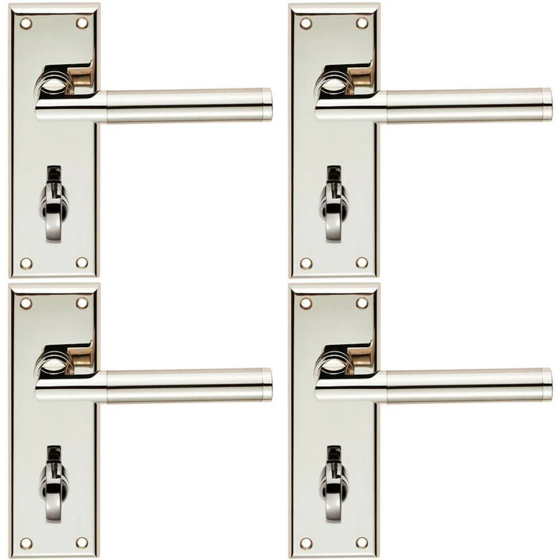 Image of Loops 4x Round Bar Section Lever on Bathroom Backplate 150 x 50mm Dual Nickel Metallics
