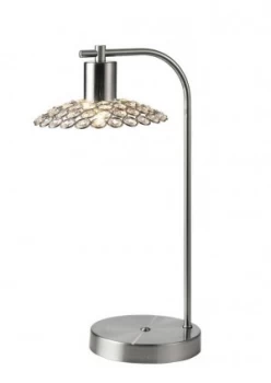 image of 1 Light Table Lamp Satin Nickel, Crystal