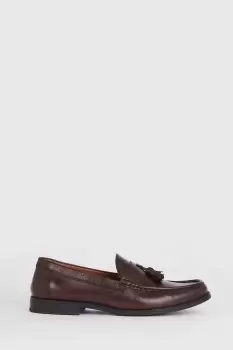 Image of Mens Dark Brown 1904 Leather Tassel Penny Loafers