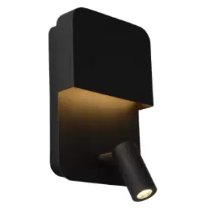 Image of Boxer Modern Wall Light - LED - 1x10W 3000K - With USB charging point - Black