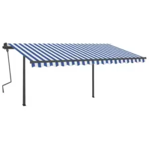 image of Vidaxl Manual Retractable Awning With LED 4X3 M Blue And White