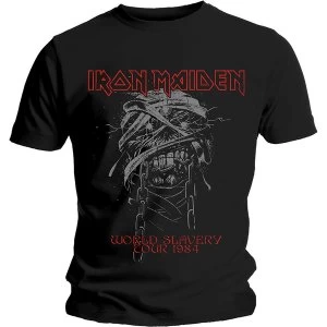 image of Iron Maiden - World Slavery 1984 Tour Mens Medium T-Shirt - Black