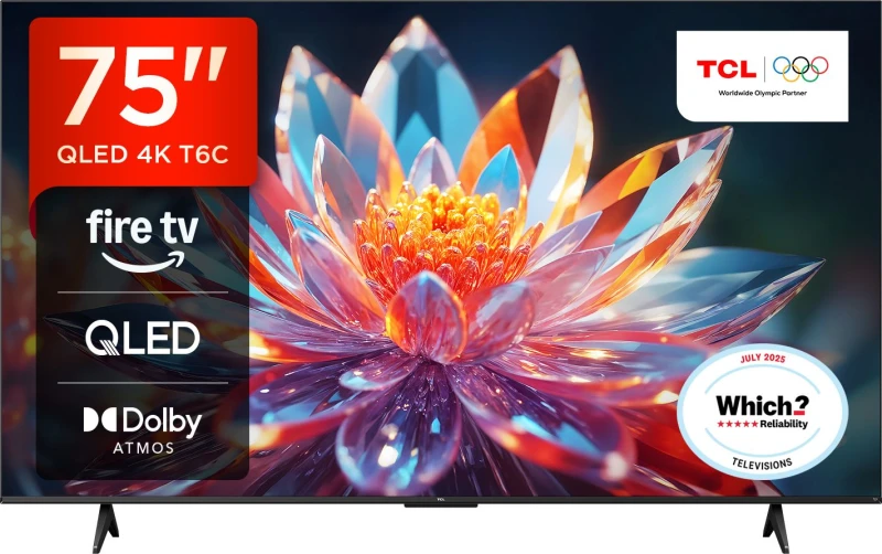 Image of TCL 75" 75T6C-UK Smart 4K Ultra HD HDR QLED TV
