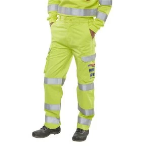 Image of Click Arc High Visibility 46" Waist with Tall Leg Safety Trousers Saturn Yellow