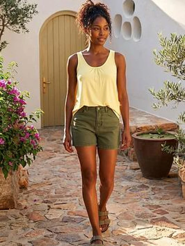 Image of Roman Womens Plain V-Neck Stretch Jersey Vest Top in Bright Yellow Size: 20 Bright Yellow Female 20