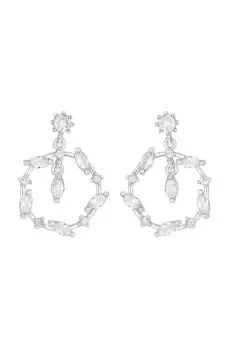 image of Silver Crystal Cubic Zirconia Forward Facing Charm Drop Earrings