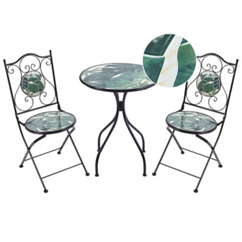 Image of Beliani Bistro Set Folding Cozzana Metal Black