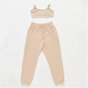 image of Missguided Petite Bralet and Joggers Co Ord Set - Neutral